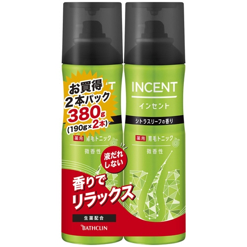 バスクリン インセント 薬用育毛トニック 微香性 190g ペアパック 1パック