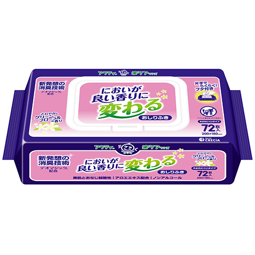 日本製紙クレシア　アクティ　においが良い香りに変わるおしりふき　１パック（７２枚）