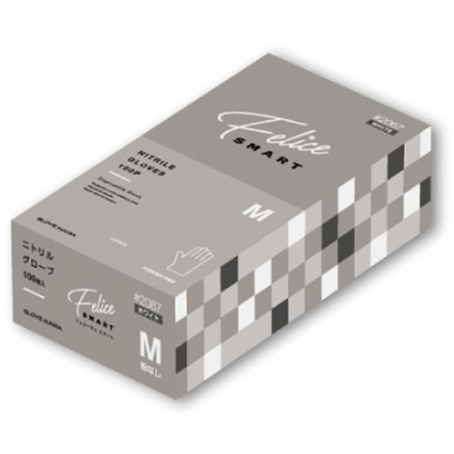 川西工業 ニトリルグローブ フェリーチェ スマート 粉なし ホワイト M #2067W-M 1箱(100枚)