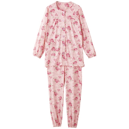 ケアファッション　大きめボタンのびのびストレッチパジャマ　婦人用　ピンク　Ｌサイズ　８００３４２－０２　１着