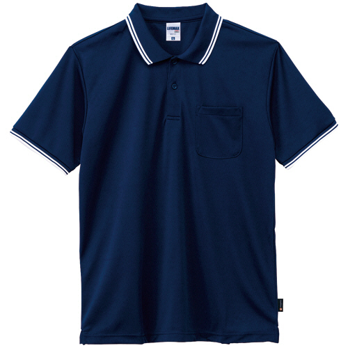 ボンマックス　ライン入りベーシックドライポロシャツ（ポリジン加工）　メッシュ　ネイビー（ホワイトライン）　ＬＬサイズ　ＭＳ３１２１－８－ＬＬ　１着