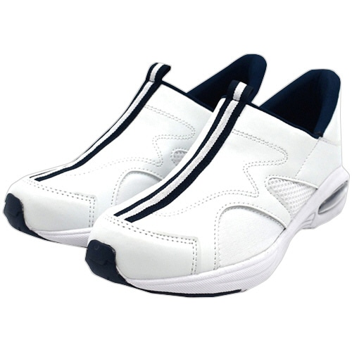 山一　外反母趾に優しい　消臭クッションインソールハンズフリーシューズ　ネイビー　２４ｃｍ　８６ＮＶ２４０　１足