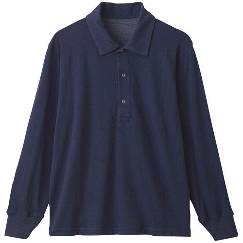 ケアファッション　スナップ釦ストレッチポロシャツ（紳士）　ネイビー　Ｍ　８２２０４２－１１　１着