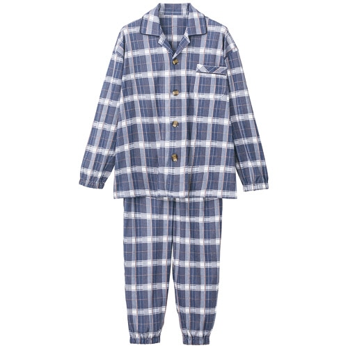 ケアファッション 大きめボタンパジャマ 紳士用 ブルー L 800199-02 1着