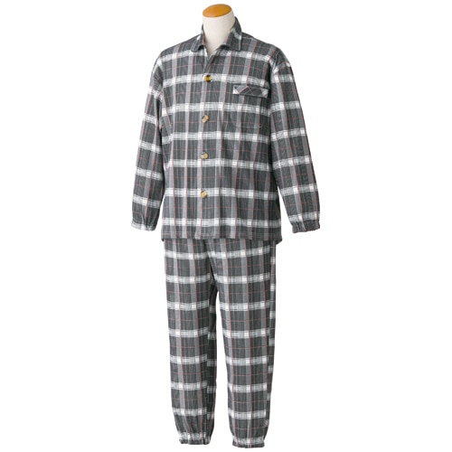ケアファッション 大きめボタンパジャマ 紳士用 グレー M 800199-11 1着