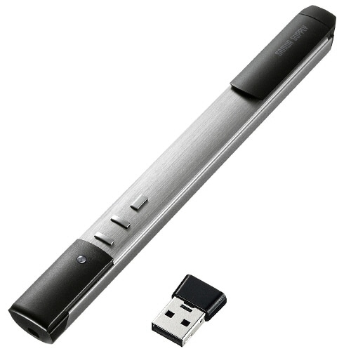 サンワサプライ 2.4G&Bluetooth グリーンパワーポインター LP-RFG112S 1本