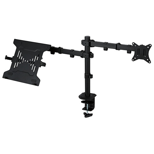 エレコム モニターアーム(ダブルアーム/ロング/ノートパソコンアーム) ブラック DPA-DL04BK 1台