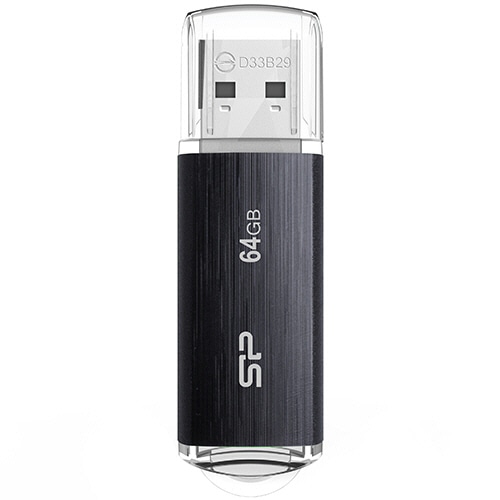 シリコンパワー USB3.2 Gen1対応 フラッシュメモリ Blaze B02 64GB ブラック SP064GBUF3B02V1K 1個