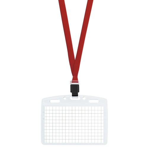 コクヨ ネックストラップ名札(アイドプラス) 名刺・IDカード用 チャック付 赤 ナフ-T180R 1セット(10個)