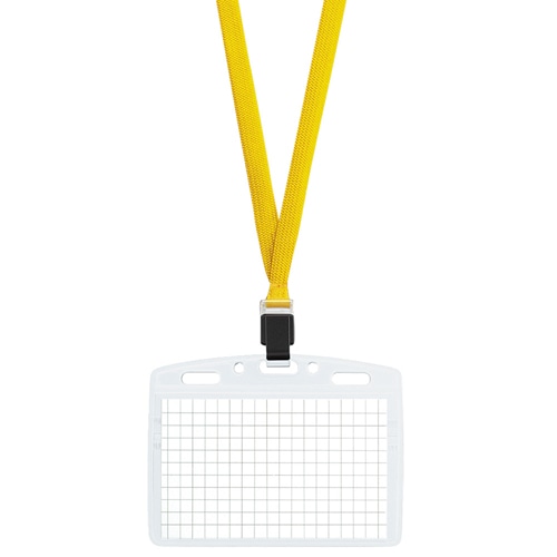 コクヨ ネックストラップ名札(アイドプラス) 名刺・IDカード用 チャック付 黄 ナフ-T180Y 1セット(10個)