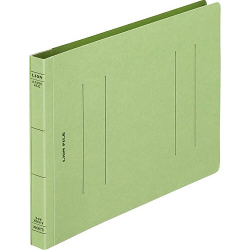 ライオン事務器 フラットファイル(環境) 樹脂押え具 A5ヨコ 150枚収容 背幅18mm 緑 A-539KA5E 1セット(10冊)