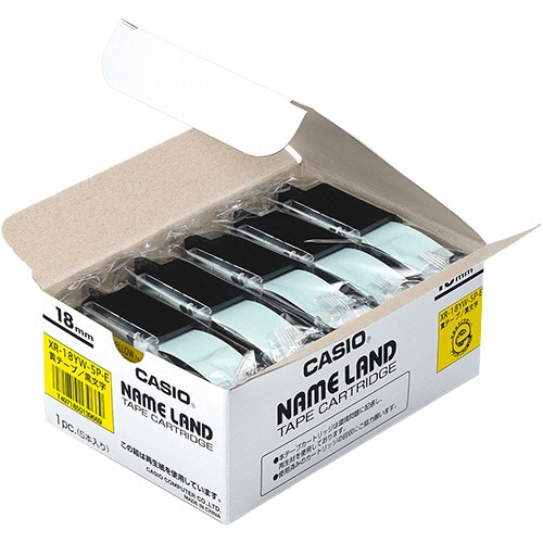 カシオ NAME LAND スタンダードテープ 18mm×8m 黄/黒文字 XR-18YW-5P-E 1セット(10個:5個×2パック)
