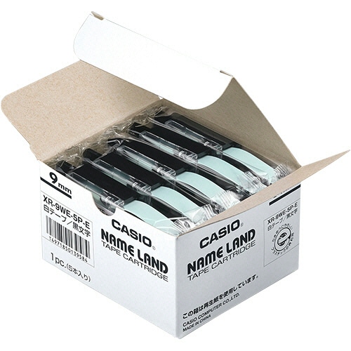 カシオ NAME LAND スタンダードテープ 9mm×8m 白/黒文字 XR-9WE-5P-E 1セット(30個:5個×6パック)