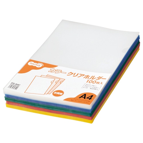 TANOSEE カラークリアホルダー(アソートタイプ) A4 5色 1セット(500枚:各色100枚)