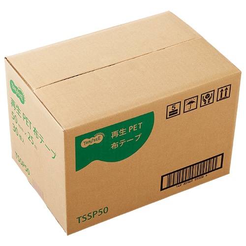 TANOSEE 再生PET布テープ 50mm×25m 厚み約0.20mm 1セット(30巻)
