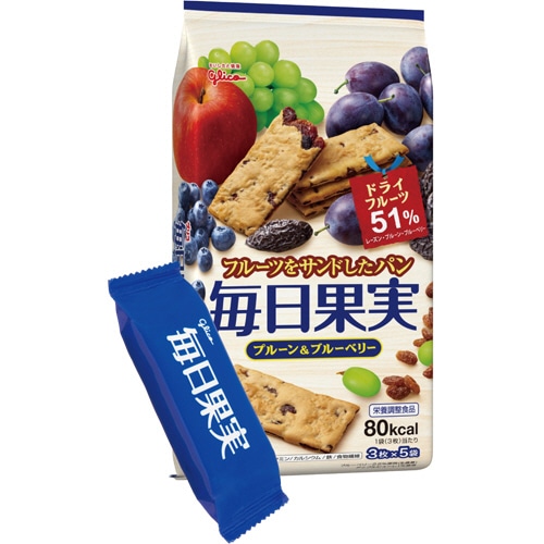 江崎グリコ 毎日果実 プルーン&ブルーベリー  3枚/袋 1セット(25袋:5袋×5パック)