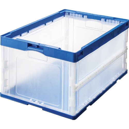 TANOSEE 折りたたみコンテナ 75L ダークブルー/透明 1セット(10台)