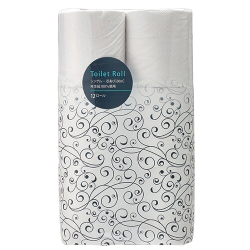 TANOSEE リサイクルトイレットペーパー シングル 芯あり 60m 1セット(960ロール:12ロール×80パック)