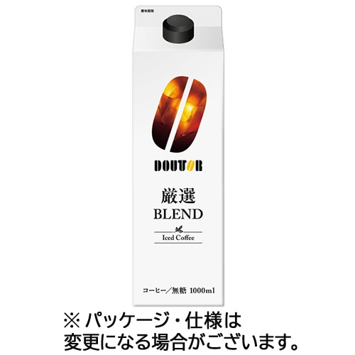 ドトールコーヒー アイスコーヒー 厳選ブレンド 無糖 1L 紙パック(口栓付) 1セット(24本:6本×4ケース)