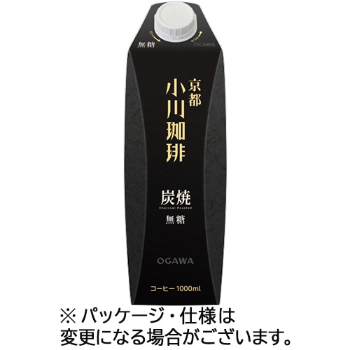 小川珈琲 京都 小川珈琲 炭焼珈琲 無糖 1L 紙パック(口栓付) 1ケース(6本)