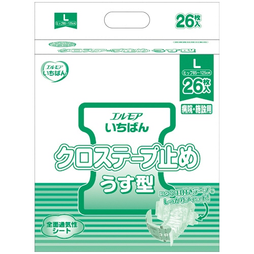 カミ商事 エルモア いちばん クロステープ止めうす型 L 1セット(104枚:26枚×4パック)