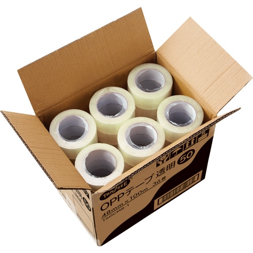 TANOSEE OPPテープ 透明 48mm×100m 50μm 1セット(180巻:36巻×5箱)