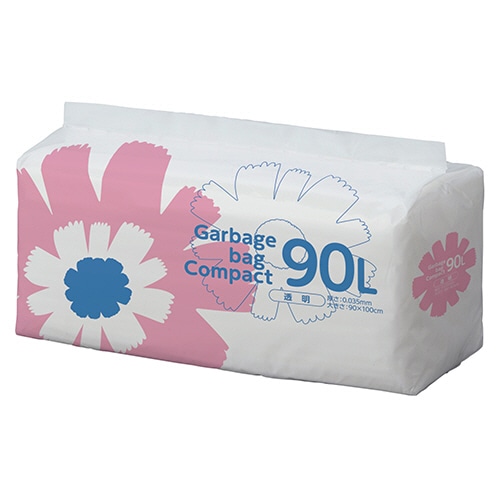 TANOSEE ゴミ袋 コンパクト 透明 90L 1セット(300枚:50枚×6パック)