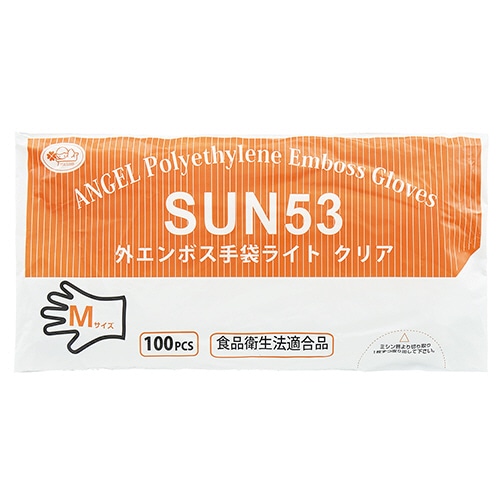 サンフラワー 外エンボス手袋ライト クリア M SUN53 1セット(1000枚:100枚×10パック)