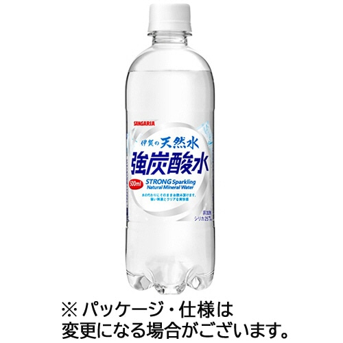サンガリア 伊賀の天然水 強炭酸水 500mL ペットボトル 1セット(72本:24本×3ケース)