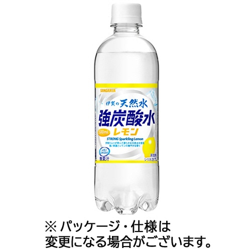 サンガリア 伊賀の天然水 強炭酸水 レモン 500mL ペットボトル 1セット(72本:24本×3ケース)