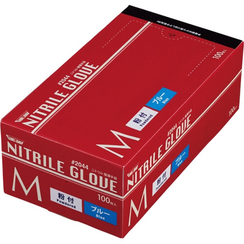 川西工業 ニトリル 使いきり極薄手袋 粉付 ブルー M #2044 1セット(1000枚:100枚×10箱)