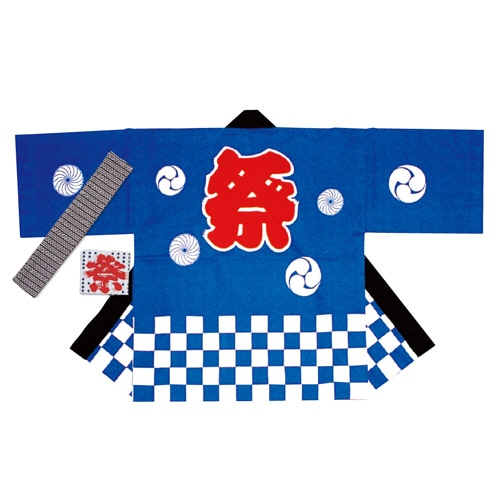 ササガワ　祭袢天　市松青　大人Ｍ　４０－３１０６　１枚