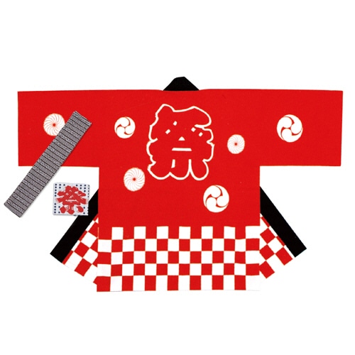 ササガワ　祭袢天　市松赤　大人Ｍ　４０－３１１６　１枚