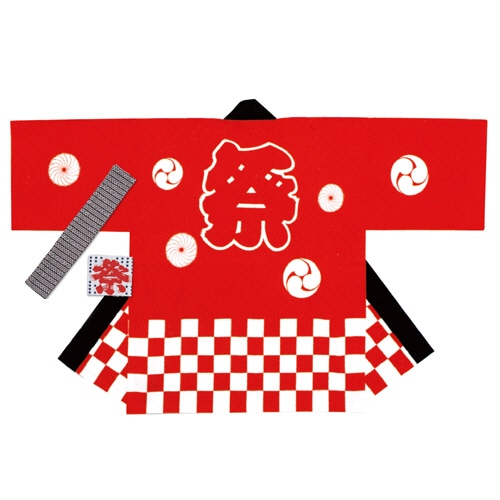 ササガワ　祭袢天　市松赤　大人Ｌ　４０－３１１７　１枚