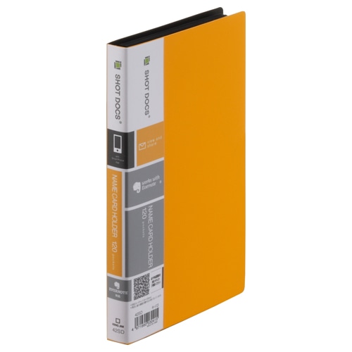 キングジム SHOT DOCS 名刺ホルダー コンパクトタイプ 1列3段 120ポケット ヨコ入れ 黄 42SD 1冊