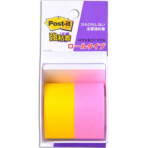 3M ポスト・イット 強粘着ロールふせん ディスペンサー付 25mm幅 ビビットイエロー・ローズ SSR-25YP 1個