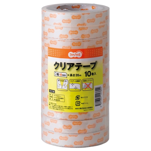 TANOSEE クリアテープ 18mm×35m 1パック(10巻)