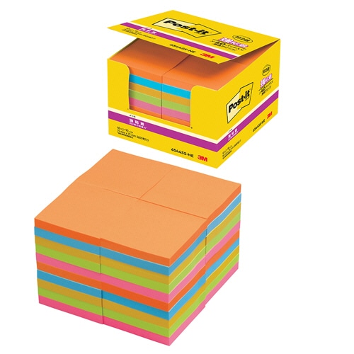 3M ポスト・イット 強粘着ノート 75×75mm ネオンカラー5色 6544SS-NE 1パック(40冊)