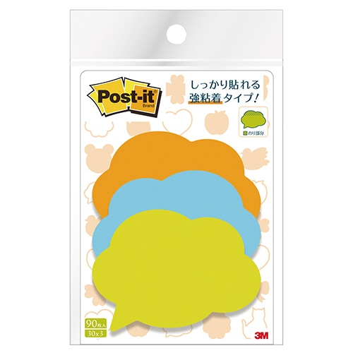 3M ポスト・イット シルエットノート 強粘着タイプ 吹き出し 3色 SSS-FK 1パック(3冊)