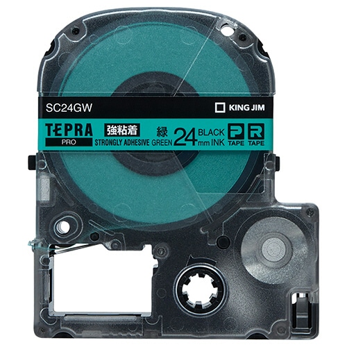キングジム テプラ PRO テープカートリッジ 強粘着 24mm 緑/黒文字 SC24GW 1個