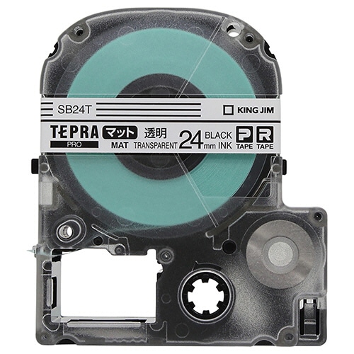 キングジム テプラ PRO テープカートリッジ マットラベル 24mm 透明/黒文字 SB24T 1個