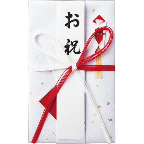 マルアイ 祝儀袋 金振赤白7本花結お祝 短冊付 キ-421 1セット(5枚)