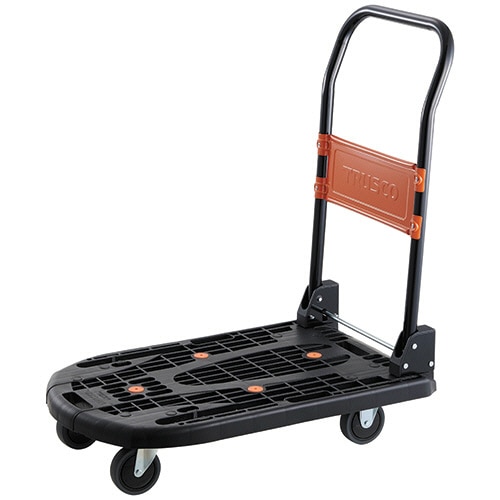 TRUSCO 軽量樹脂製運搬車 カルティオ(折りたたみハンドルタイプ) 200kg荷重 780×490mm 黒 MPK-720-BK-OTS2 1台