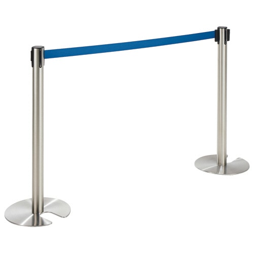 ベルトパーテーションスタンドＳＶ　本体：シルバー　ベルト：青　１組（２台）