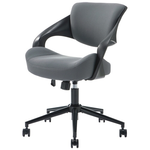 不二貿易　腰当たりが良いチェア　クラウド　フレーム：ブラック　背・座：グレー　Ｃ／Ｄ７４００３　１脚