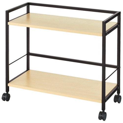 アスカ　デスクワゴン　ワイド　２段　ナチュラル／ブラック　ＤＷＧ０４ＢＫ　１台