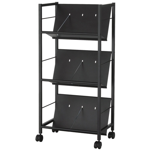 ＹＡＭＡＺＥＮ　ファイルラックワゴン　スチールタイプ　３段　マットブラック　ＭＦＲＷ－Ｓ３（ＭＢＫ）　１台