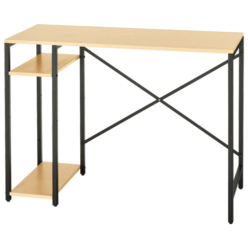 アスカ　シンプルデスク　棚付　幅１０００×奥行４００×高さ７２０ｍｍ　木目／ブラック　ＳＤＫＳ１００ＢＫ　１台