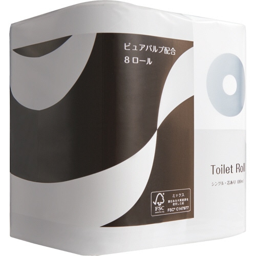 TANOSEE トイレットペーパー パルプブレンド シングル 芯あり 80m 1パック(8ロール)