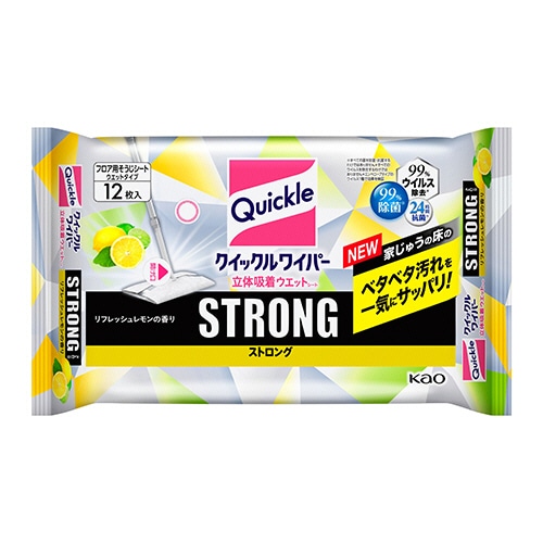 花王 クイックルワイパー 立体吸着ウエットシート ストロング リフレッシュレモンの香り 1パック(12枚)